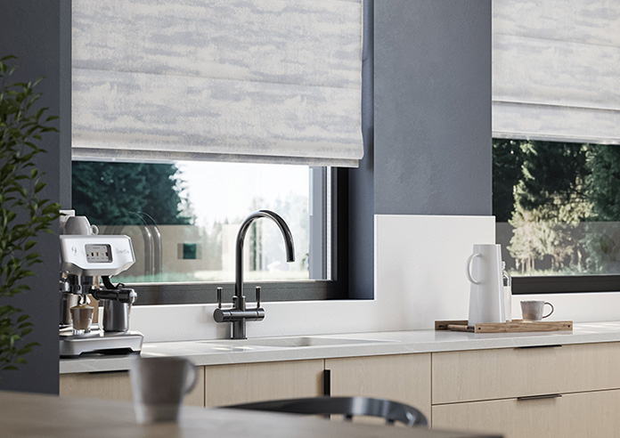 Glamour, Slate Blue - Motorised Roman Blind - Image 5